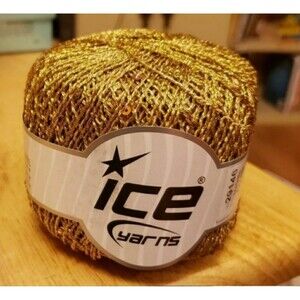 NEW ICE YARN 1Skein Metallic Paillette Gold w sequins Gold 20% polyester 80% 50g